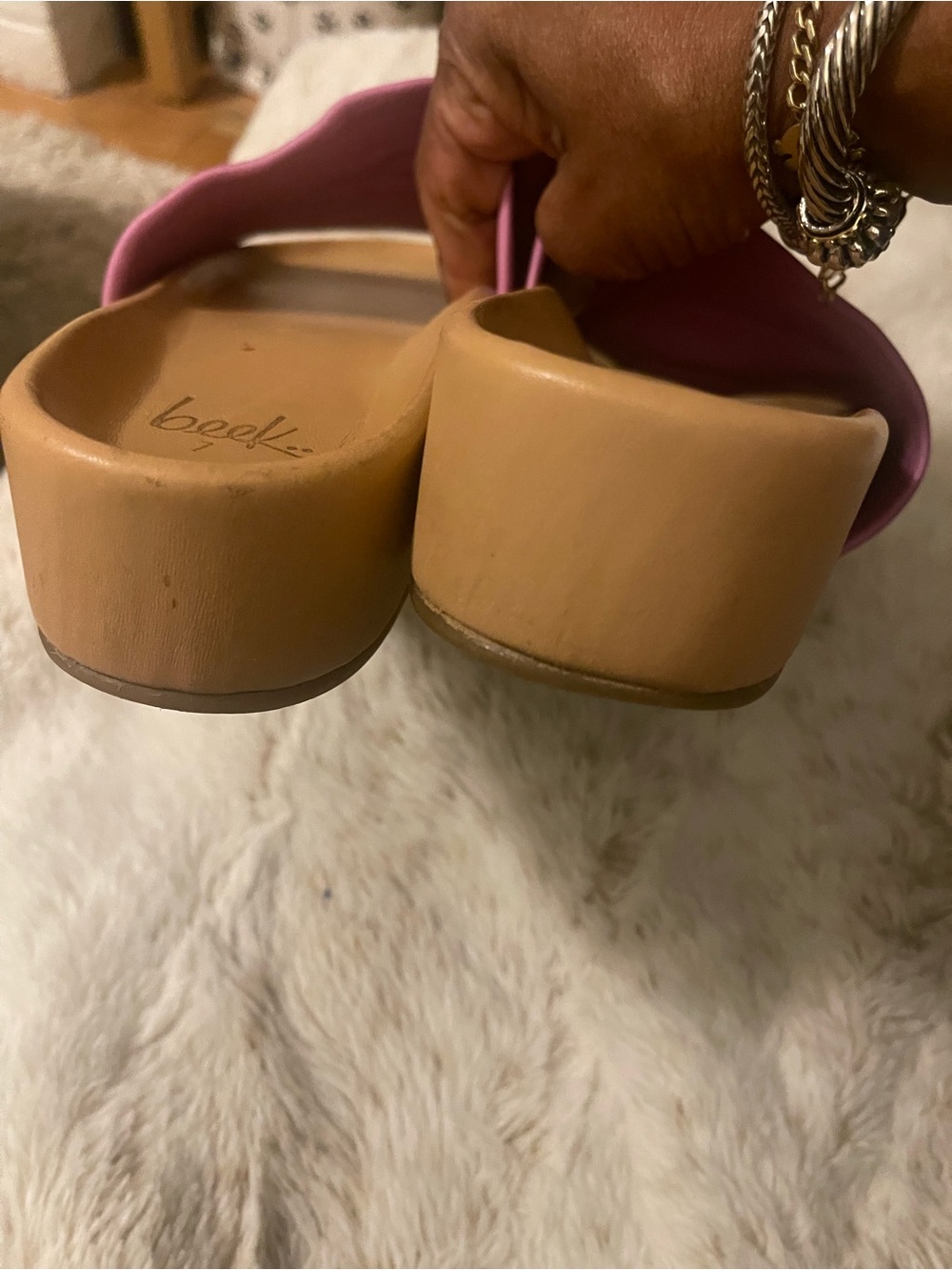 Beek Pink Leather Slide Sandals | Comfort Platform Slides | Size 7 - Picture 7 of 7